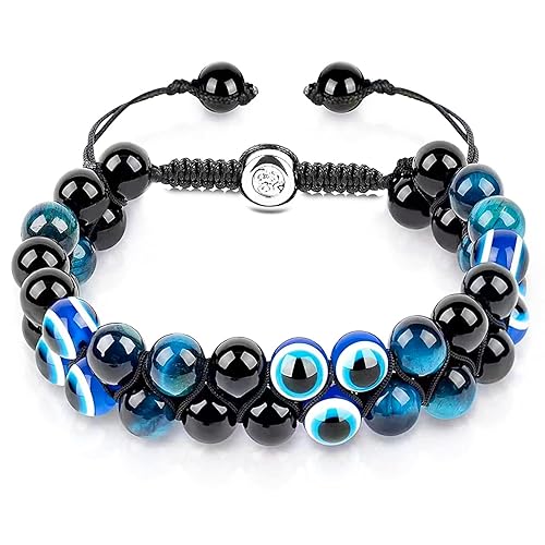 Miniatura 5 de CARPDIM Triple Protection Bracelet Evil Eye bracelet and Black Obsidian evil eye Beads Bracelet for Men Women Healing Bracelets Bring Good Luck