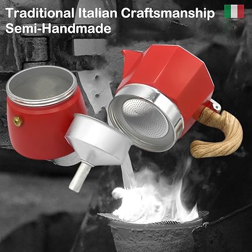 Miniatura 4 de 6 tazas de 10.1 fl oz 10 onzas de aluminio para estufa de café expreso, percolador, cafetera italiana, cafetera clásica Moka Express para café