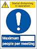 V Safety SD In Operation - Max People Per Meeting - 150mm x 200mm - 1mm Rigid Plastic