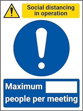 V Safety SD In Operation - Max People Per Meeting - 150mm x 200mm - 1mm Rigid Plastic