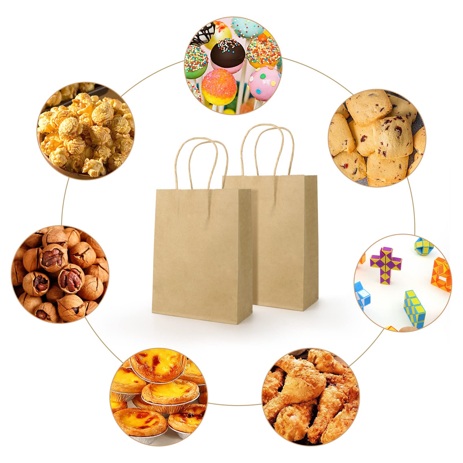 40 Sacchetti Carta Kraft Con Manici - 15x8x21 Cm, Multicolore, Per Feste E Negozi - Foto 6