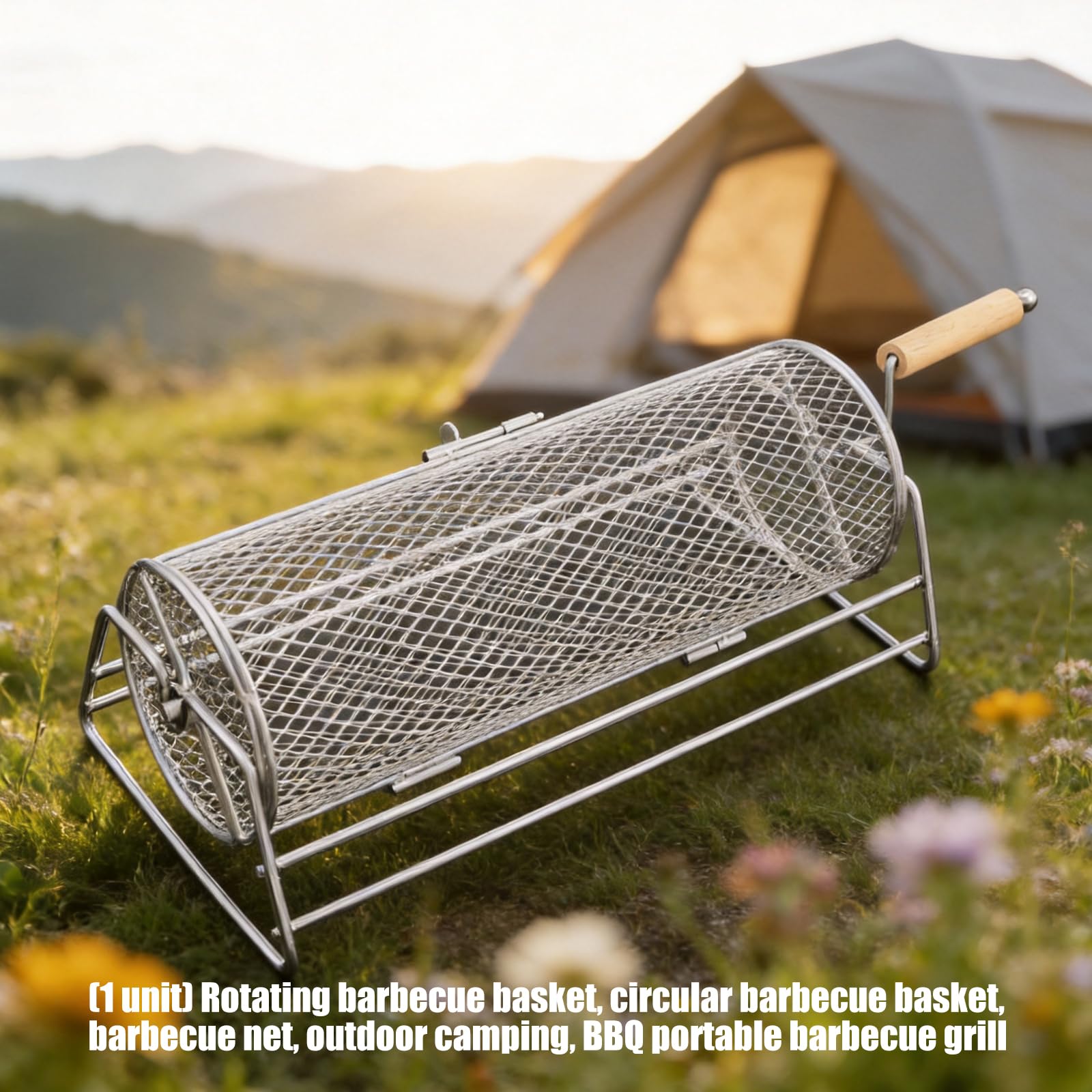Attrezzo da cucina Barbecue Griglie Cestino per Campeggio con Telaio in Acciaio Inox e Foro Appeso Anche Riscaldamento Barbecue