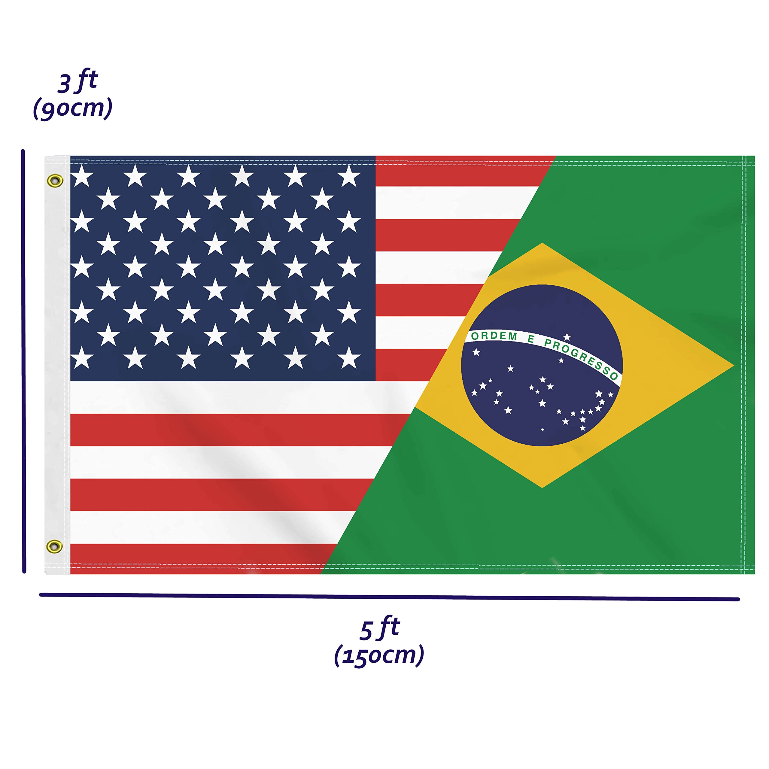 2 Pack Brazil Brazilian Car Flag 11x17 IN Window Double Sided Printed 150D Poly