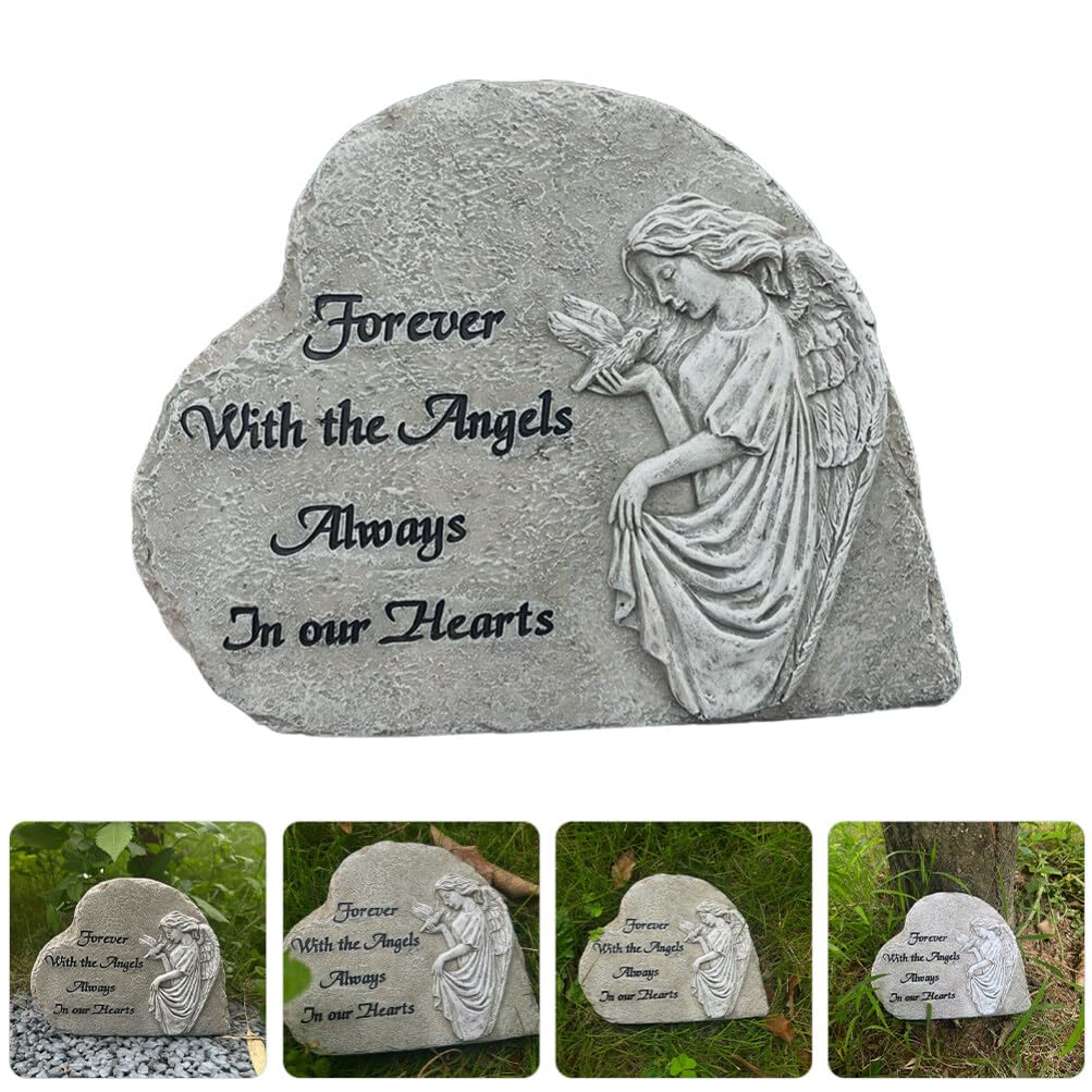 VANZACK Statua Angelo Commemorativa a Cuore in Resina per Giardino Esterno