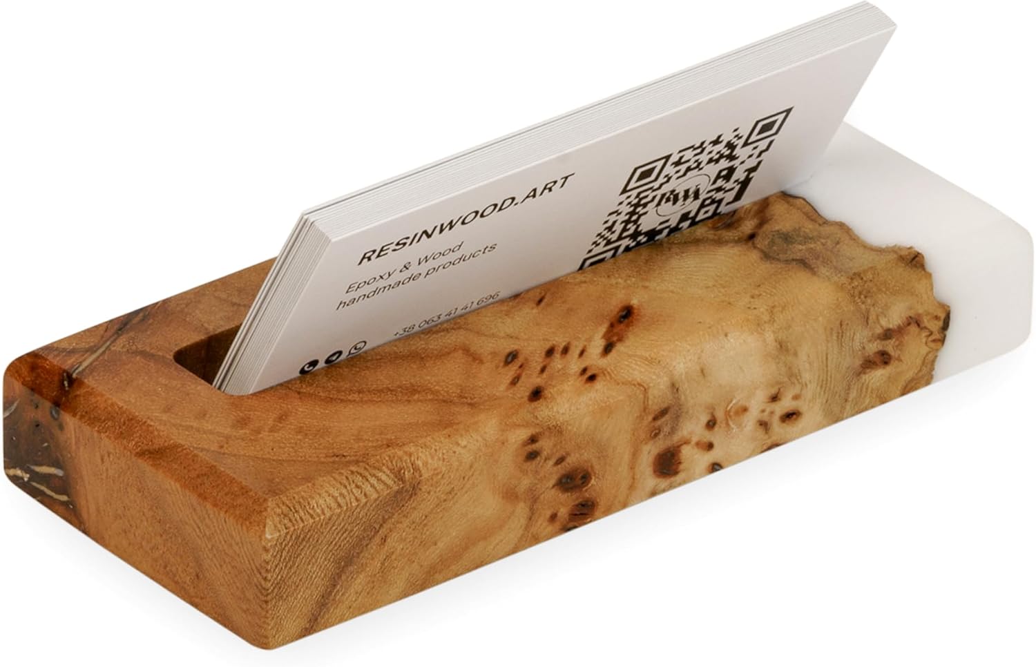 RWA Business Card Holder for Desk – Elegant Office Desk Decor Organizer for Men Women – Slim Square Card Stand Display Index Credit Card Holder – Professional Desktop Accessory, ORIGIN white