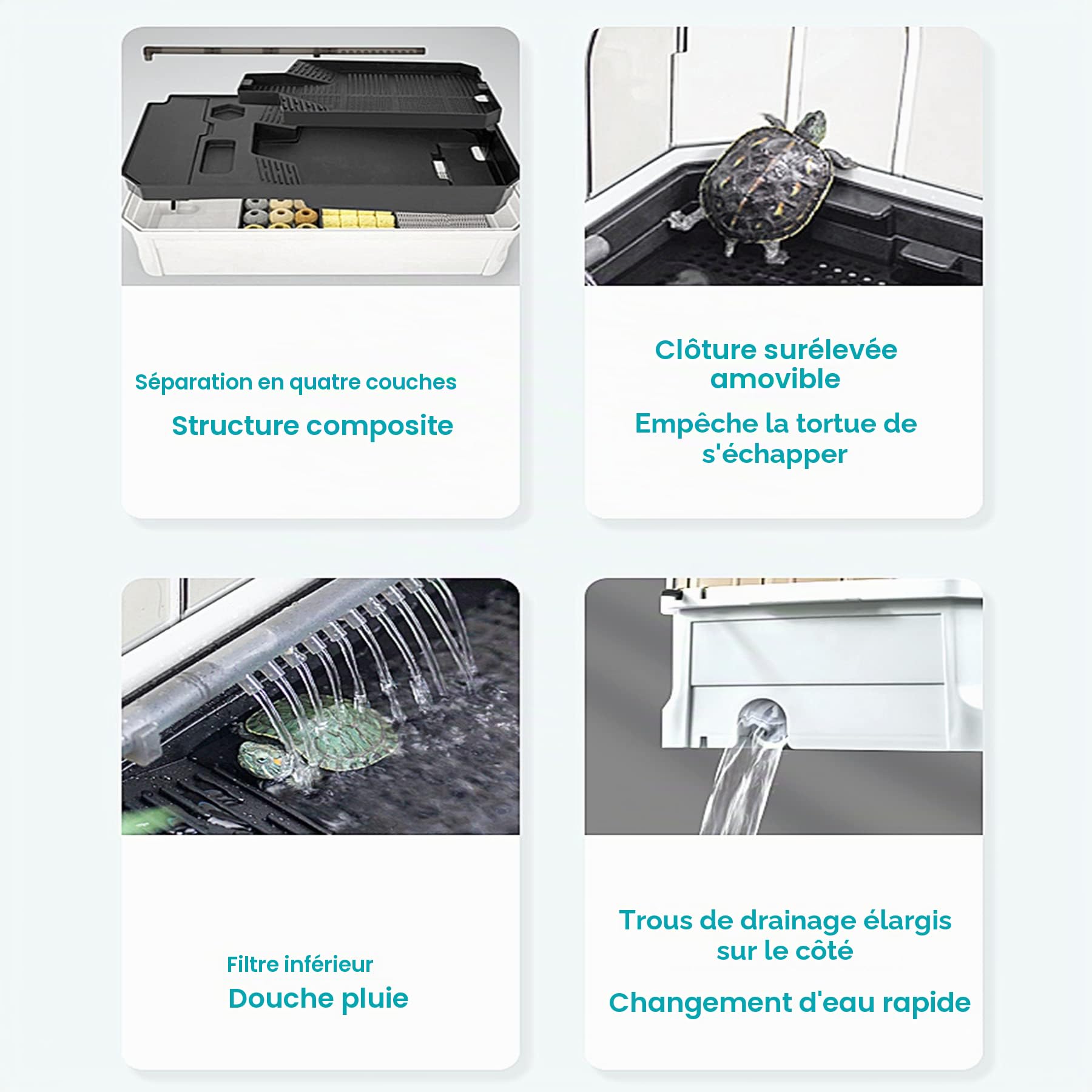 Aquarium pour Tortues, avec Plantes à Plateforme, Facile à Changer l'eau et à Nettoyer, résistant aux Chutes - Kit d'habitat idéal pour Tortues pour Reptiles du lac