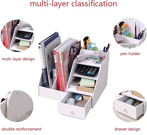 Miniatura 5 de Soporte para revistas, organizador de escritorio de 4 capas, bandejas multifunción para documentos, archivos, papel, cartas, almacenamiento de
