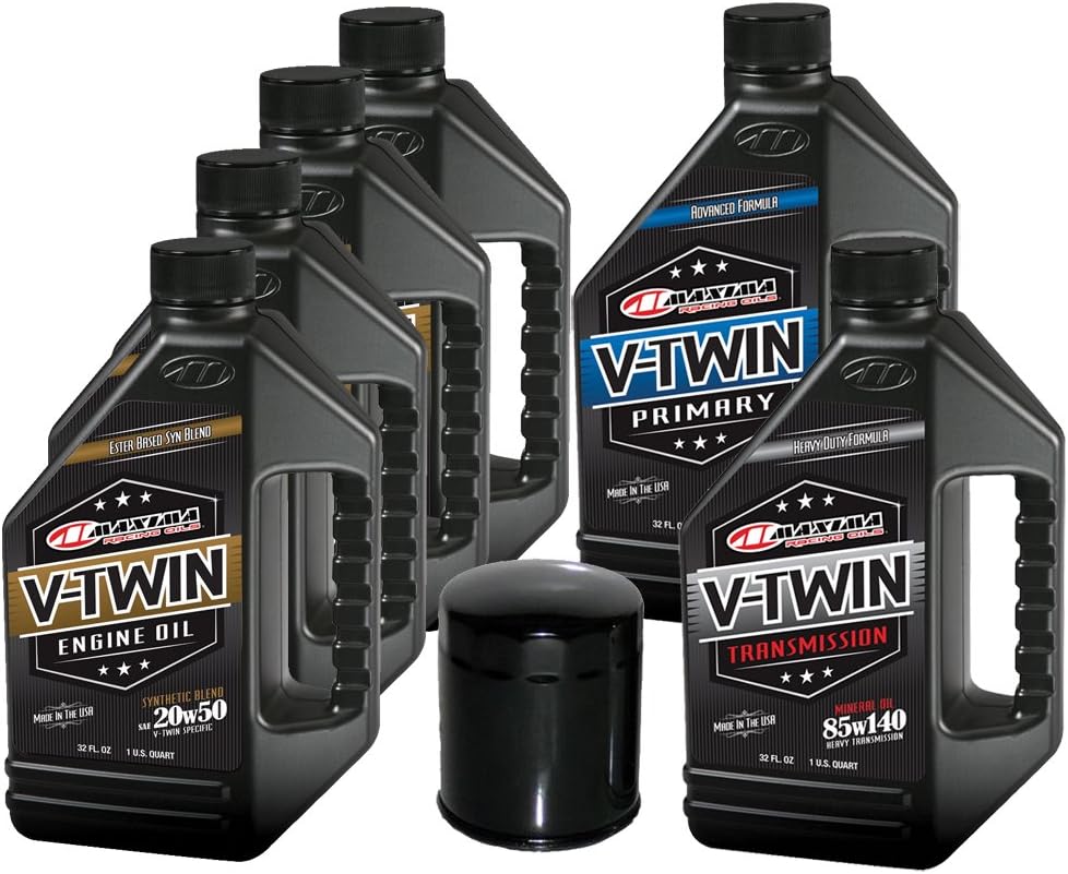 VTTOCK25 Complete Engine Oil Change Kit for V-Twin Synthetic Blend Harley Davidson Evolution, 6 quart