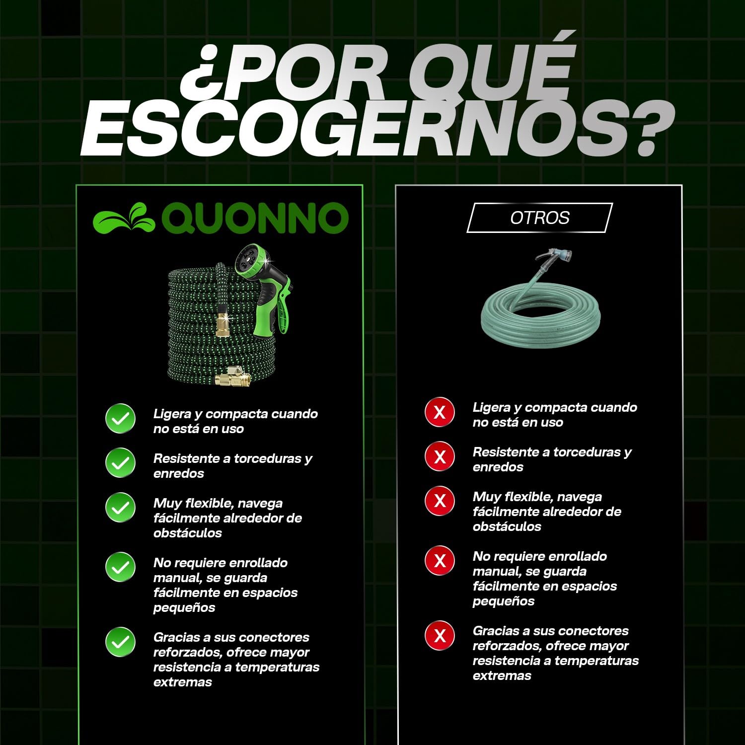 Manguera jardin extensible de 15 metros retráctil y sin nudos – manguera extensible ligera con pistola 10 funciones, sin fugas y fácil de guardar – para riego, exterior, coche y mascotas