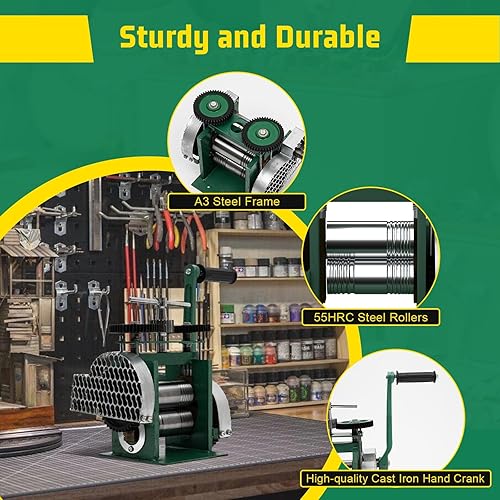 Miniatura 4 de RustyVioum Máquina de laminador de prensa de joyería, 0.039x 3.346 in Manual Schmuckpresse Maschine, herramienta de rodillo de hoja de metal plana