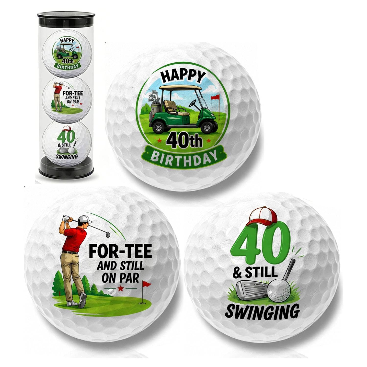 3PCS White Golf Balls, Personalised Golf Balls 40th Birthday Gifts Men