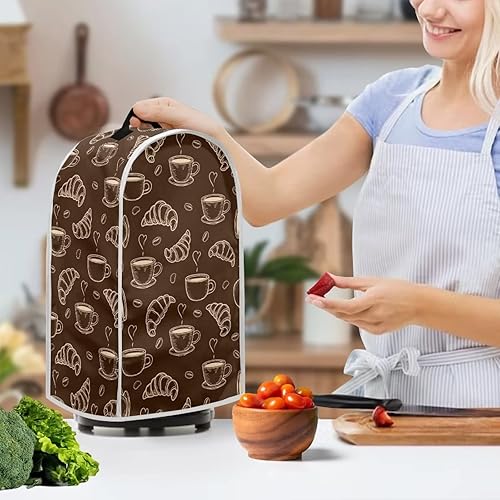 Miniatura 2 de HUISEFOR Croissant - Fundas para licuadora con diseño de café, para electrodomésticos de cocina, cubierta antipolvo, lavable, antisalpicaduras, para