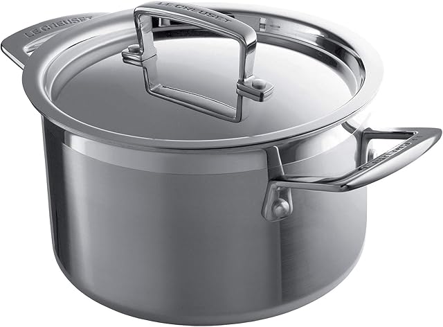Le Creuset 3-Ply Stainless Steel Deep Casserole with Lid, 18 x 9.3 cm