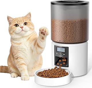 Distributeur Automatique 4L Chat/Chien 6 Repas Minuterie Programmable | Enregistrement vocal 10s, réservoir hermétique, portions réglables, nettoyage facile, alimentation précise