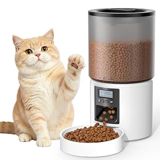 Distributore Automatico Cibo Gatti 4L Dispenser Crocchette Gatto con Timer | Programmabile e Schermo LCD Distributore Cibo Gatti con Registrazione Vocale 10s fino a 1-6 Pasti Giornalieri - Amazon product rated Grade A