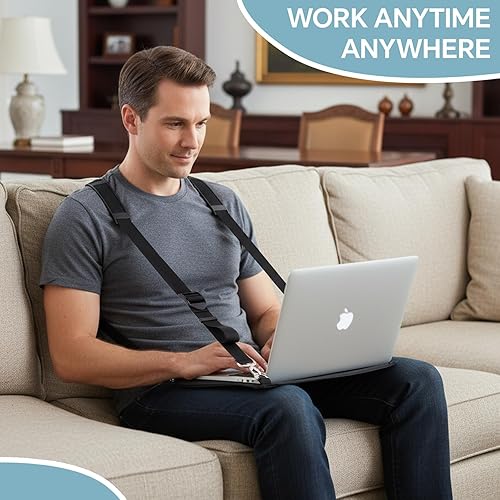 Miniatura 5 de Arnés para laptop para caminar, portátil, portátil, soporte para portátil para tabletas de hasta 16 pulgadas, lectores electrónicos, bloc de notas,