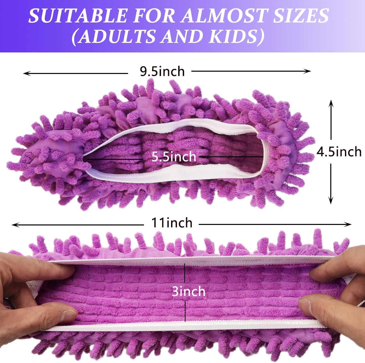 3 Pairs Shoes Cover Duster, Reusable Mop Slippers, Microfiber Dust Mops, Multi Purpose Floor Cleaning Shoes, Feather Duster for Bathroom, Office, Kitchen, House Polishing Cleaning