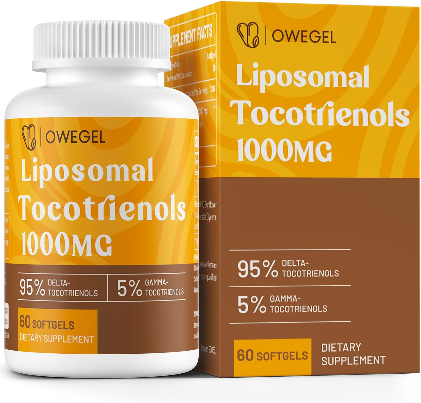 Liposomal Vitamin E Tocotrienols 1000mg - High Potency Tocotrienol Supplements,95% Delta & 5% Gamma Tocotrienols Capsules
