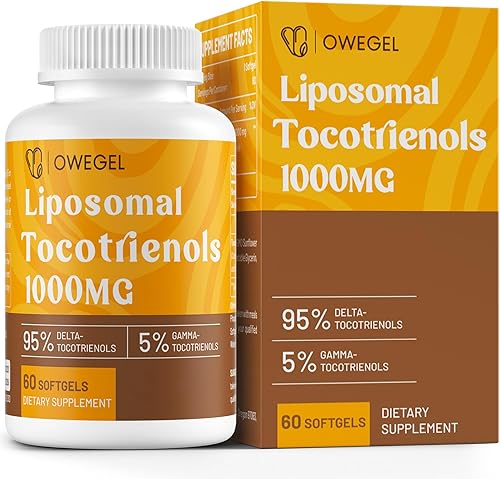 Vitamina E Liposómica Tocotrienol 1000mg - Suplementos de Tocotrienol de Alta Potencia, Cápsulas de 95% Delta y 5% Gamma Tocotrienol