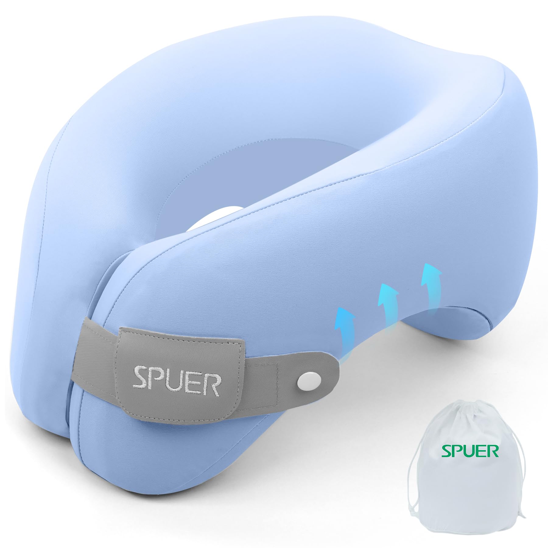 Oreiller De Voyage Ergonomique SPUER - Mousse Mémoire 2 En 1 - Pour Avion, Voiture Et Maison