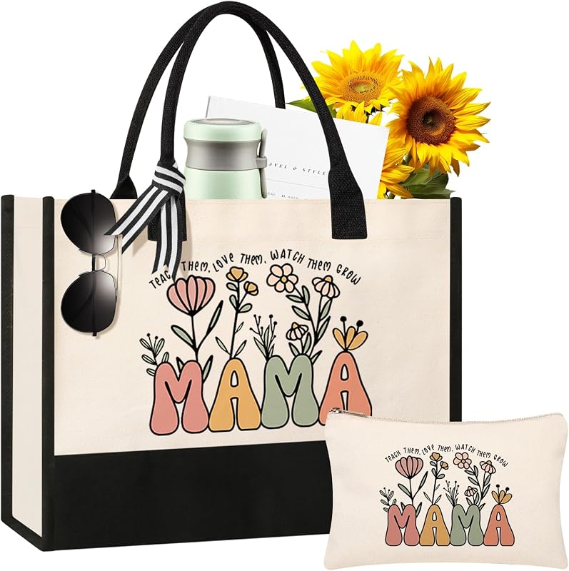 Bolsa tote de lona Itotegifts com nécessaire de maquiagem, 1 conjunto