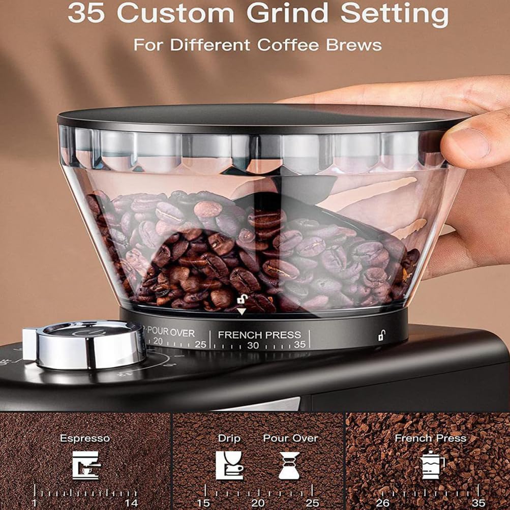 Coffee Grinder Electric, Adjustable Bean, with 35 Precise Grind Setting Conical Burr,for 2-12 Cups Grinders for Home Use,for Espresso