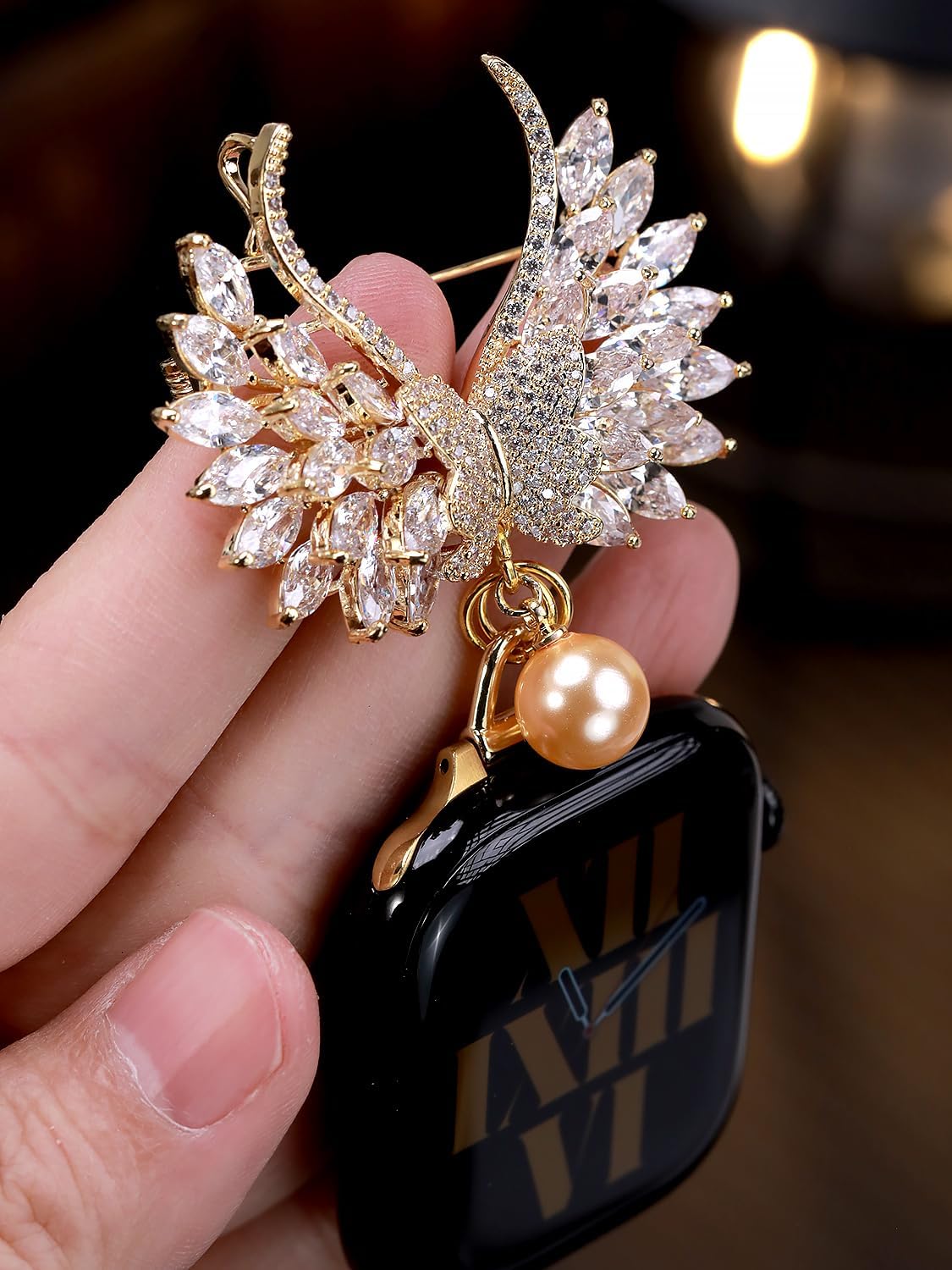 Exquisite Pin-On Brooch Clip Bag Charm Watch Bands Strap for Apple Watch123456789se10s11 Ultra 49mm Fob Clip 46/45/44/42/41/40/38Chain Nurse Metal Alloy