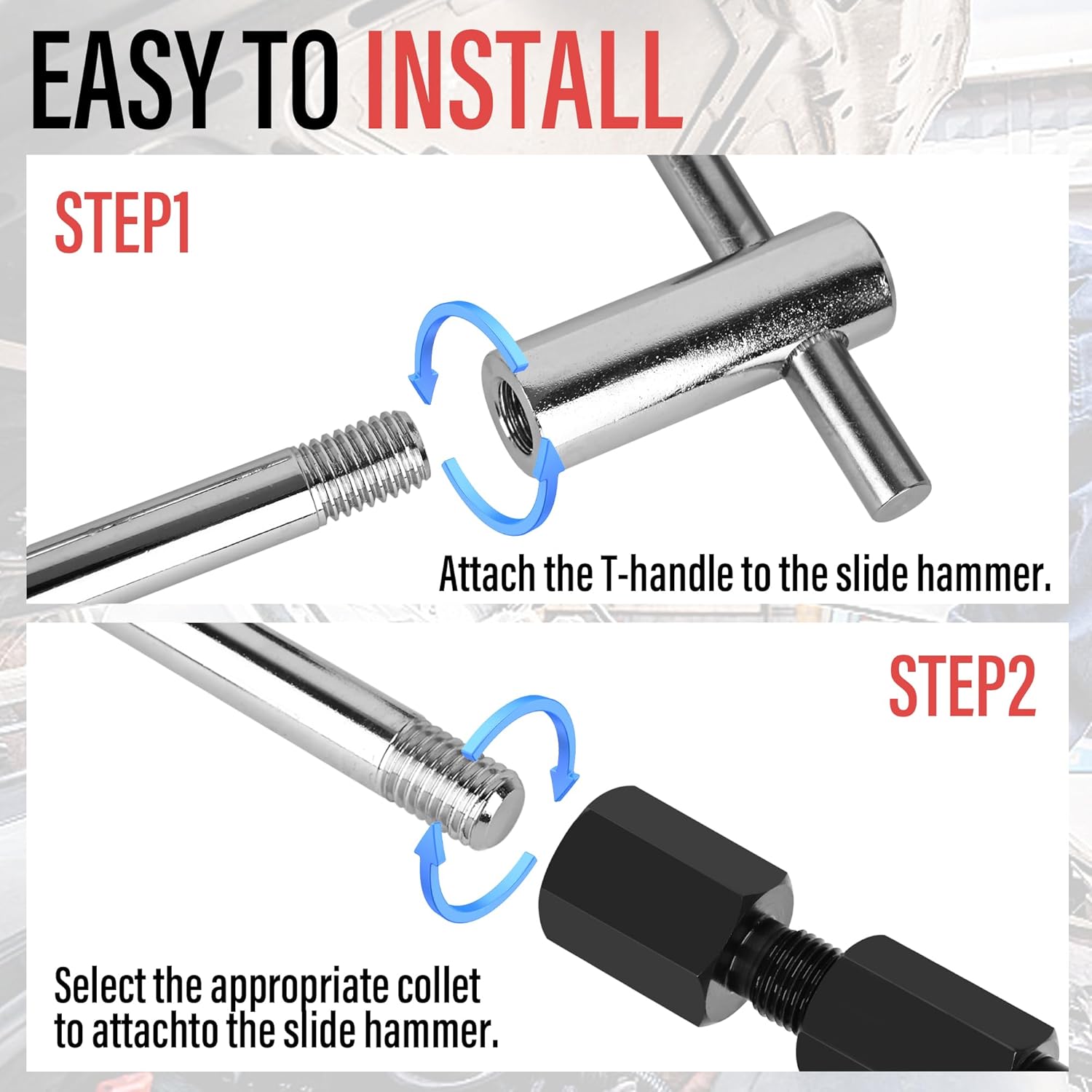 Motorcycle Blind Inner Bearing Puller Tool Kit, 8-32mm Collets Internal Bearing Removal Tool with Slide Hammer, 9 pcs Inner Bearing Extractor Kit