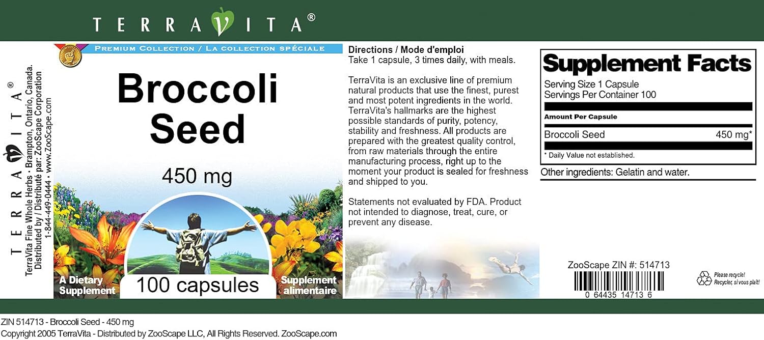 Broccoli Seed - 450 mg (100 Capsules, ZIN: 514713) - 3 Pack
