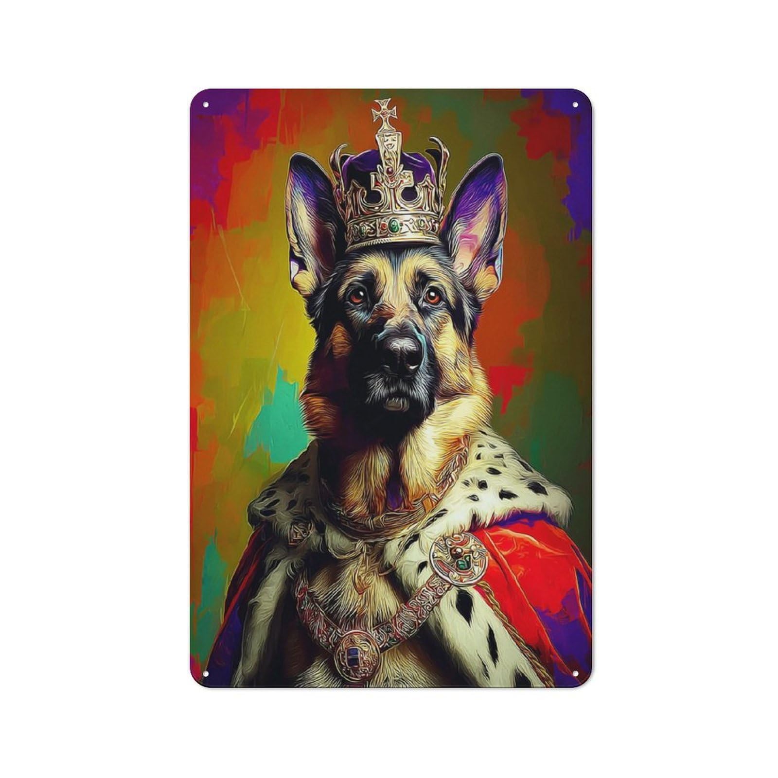 Junmoney Royal Canine Majesty Portrait -3 Metal Wall Sign 30X20cm Featuring For Bar Or Restaurant, For Themed Interiors In Bars And Restaurants