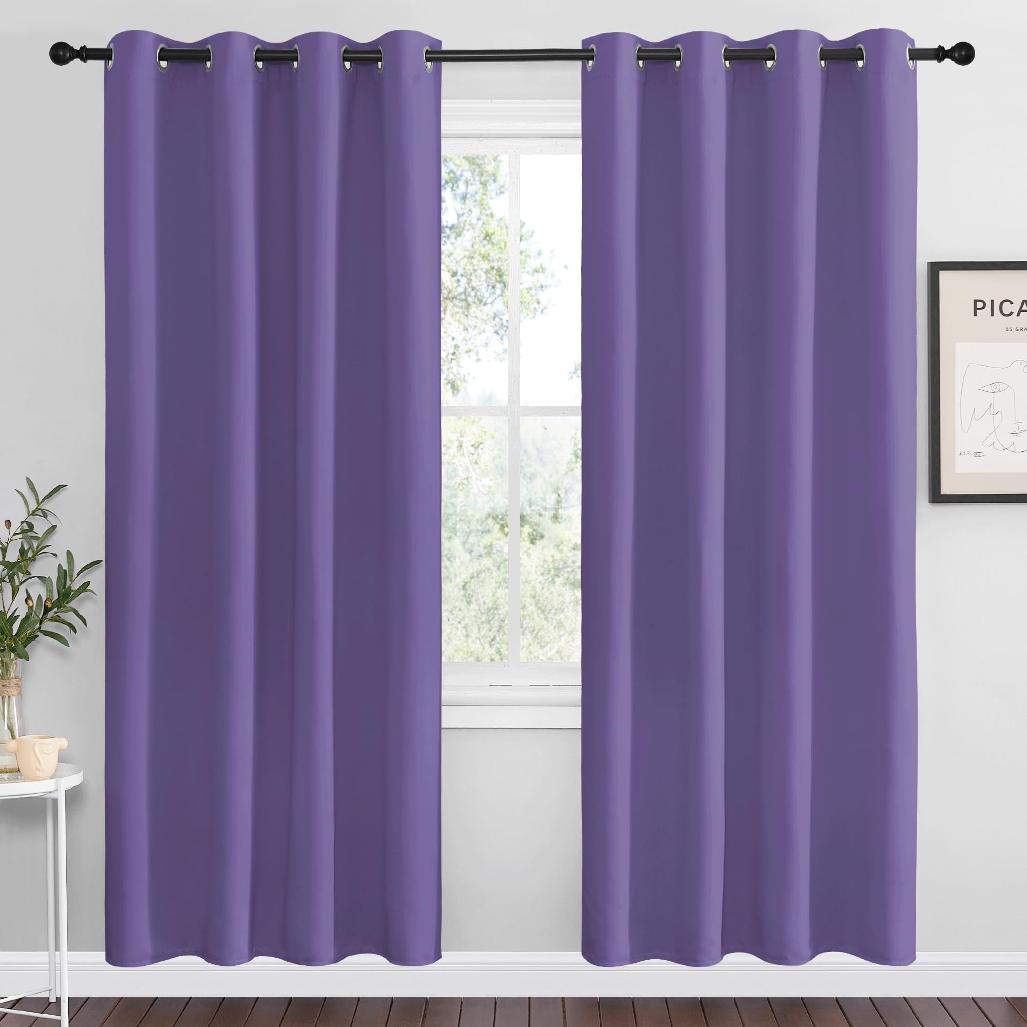NICETOWN Lilac Purple Blackout Curtains 78" Long, 55" Wide, 2 Pieces for Office, Dining, Guest Room - Sound Reducing, Heat and Cold Block Panels for Modern Decorative