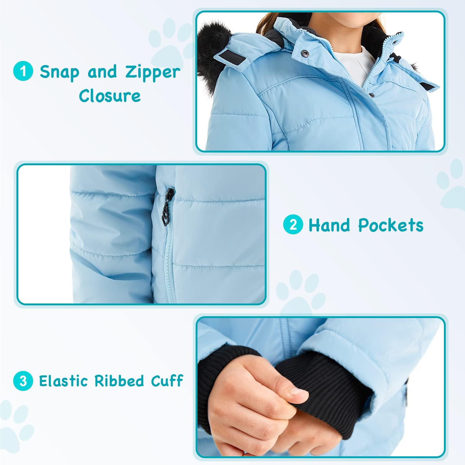 FARVALUE Girls' Winter Coats Thicken Fleece Lined Padded Hooded Puffer Jacket Coat for Girls - Image 6