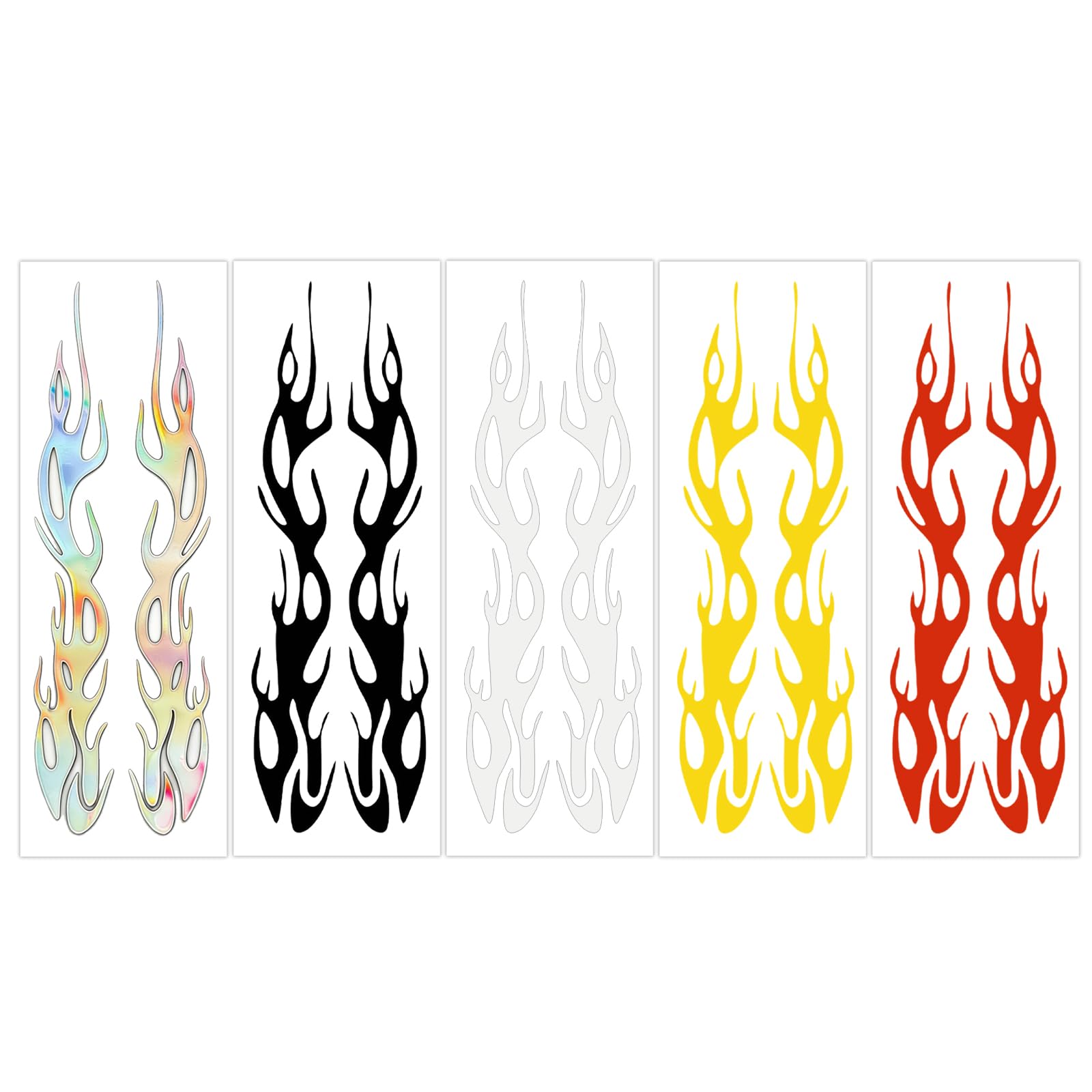 5 Piezas Pegatinas de Llama Resistentes a la Intemperie | UV y Agua Repelentes | Para Moto Coche Bicicleta Casco Skateboard | Decoración Vehicular