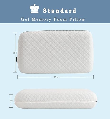 Miniatura 2 de Almohada de espuma viscoelástica de gel, estándar, ventilada, almohadas de espuma de cama de alta calidad con funda extraíble y lavable a máquina