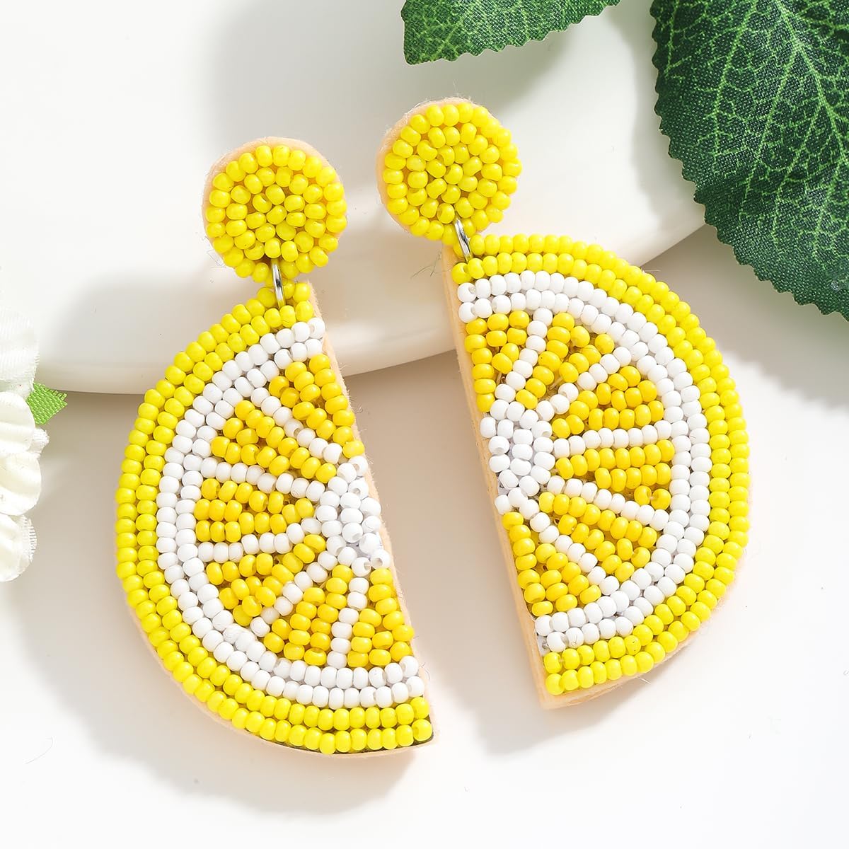 Beaded Fruit Earrings for Women, Handmade Beads Strawberry Lemon Fruits Dangle Earrings for Summer Jewelry Gifts - Image 6