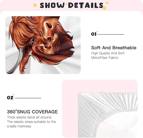 Miniatura 5 de Fitted Crib Sheets Highland Scottish Cow Baby Crib Sheets for Boy & Girl Toddler Mattress Sheets 21216530