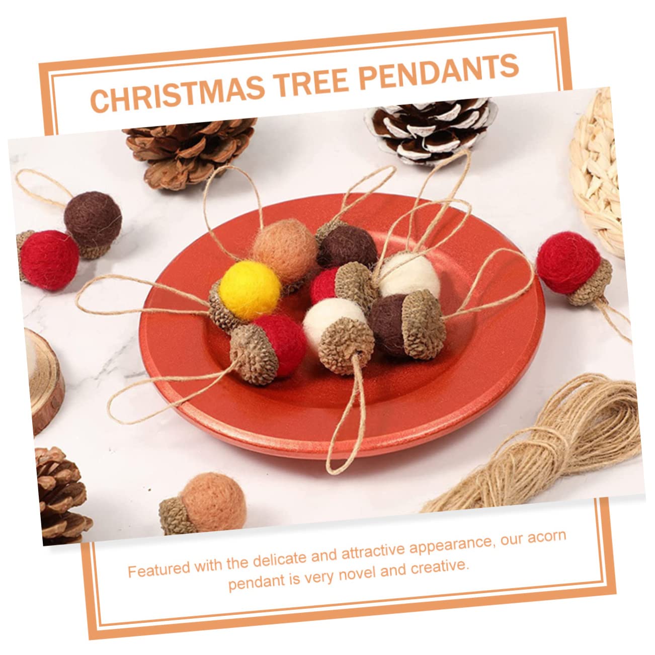 Zerodeko 48 Pezzi Ciondolo Ghianda Ghianda Natale Appesa Pom Palla Ghirlanda Pom Per L'