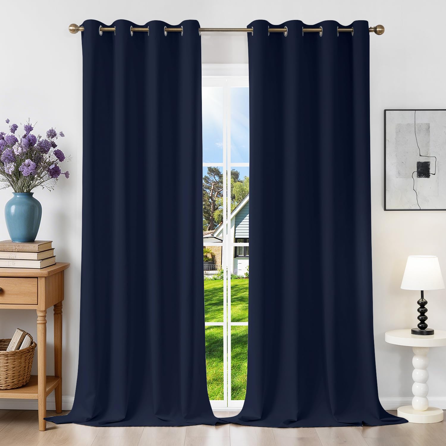Runyéla Verdunklungsvorhänge mit Ösen Gardinen 2er Set, Vorhänge Blickdicht Thermovorhang Hitzeschutz, Ösenvorhang Thermogardine für Schlafzimmer Wohnzimmer Blackout Curtain