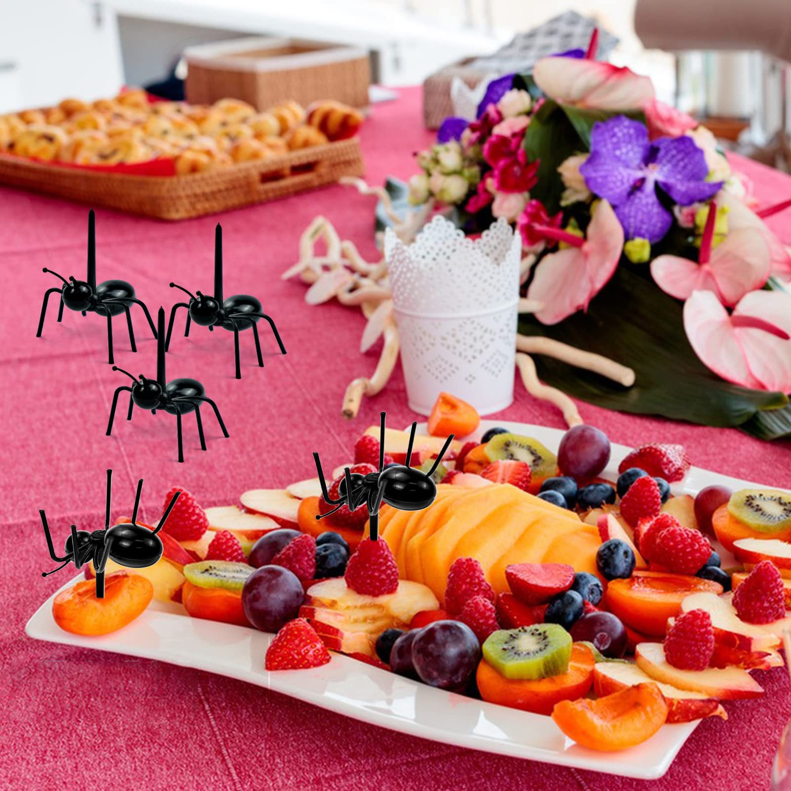 60 Pcs Ant Toothpicks Fruit Dessert Forks, Reusable Fruit Picks Animal Appetizer Forks for Snack Cake Dessert for Kitchen Halloween Birthday Party — Amazon image 5