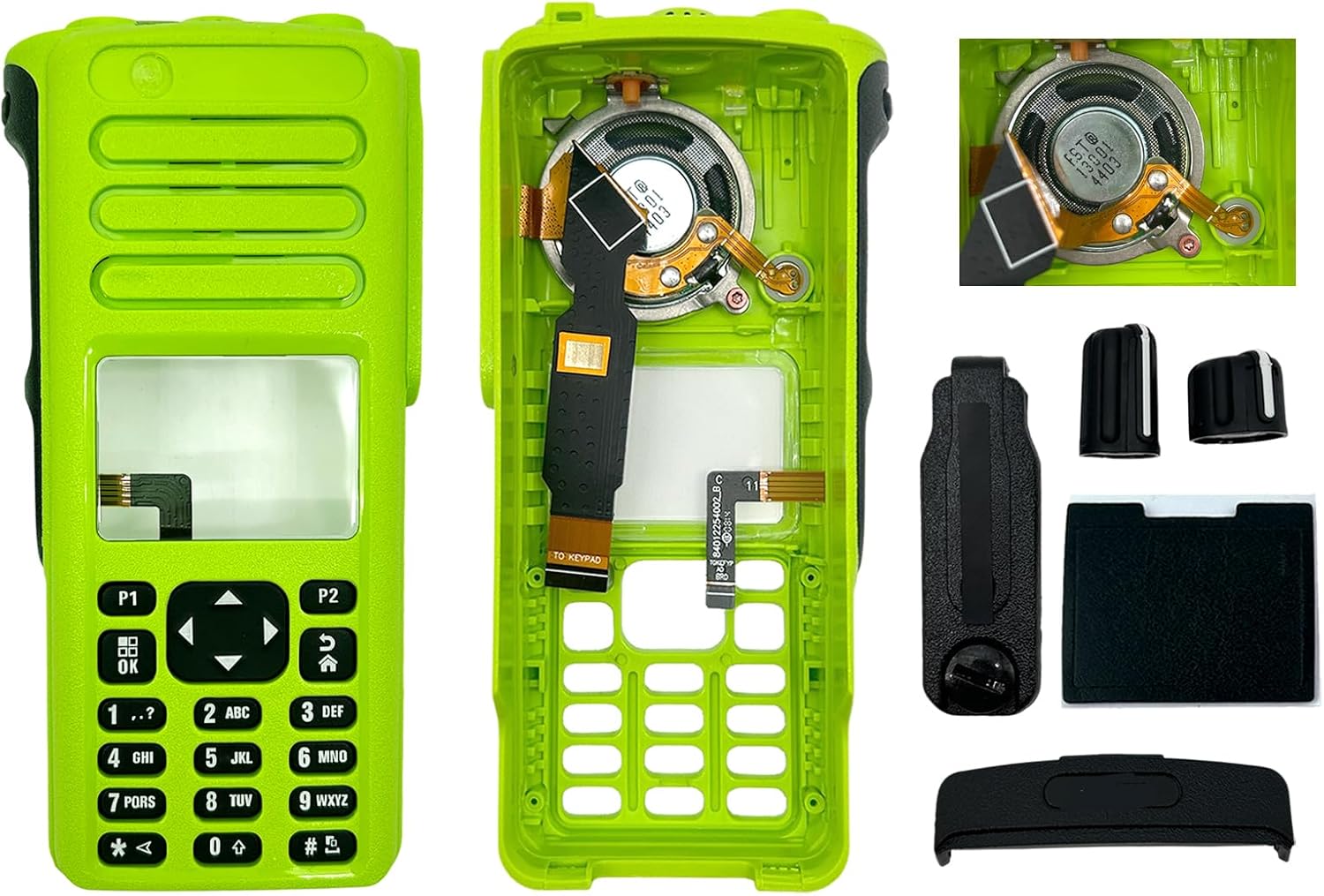 XPR7550 Full Keypad Front Housing Replacement Kit (Green) – Radio Case Cover with Speaker, Keypad & Knobs for XPR7550 Two Way Radio