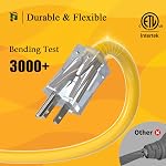 PLUGTUL 12 Gauge Extension Cord 25 Ft, Heavy Duty Outdoor Extension Cord Waterproof Lighted End SJTW, 3 Prong Grounded Plug for Safety, 15A 1875W, ETL Listed, Great for Garden and Home, Yellow