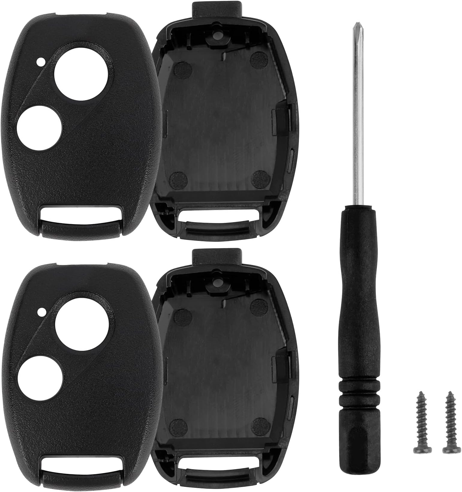 Key Fob Shell Case Replacement, 2 Button Key Fob Cover Fits for Honda Civic Accord Odyssey Fit Ridgeline CRV Accessories, Repalcable Keyless Entry Remote Control Car Keys Cover - NO Cutting Required