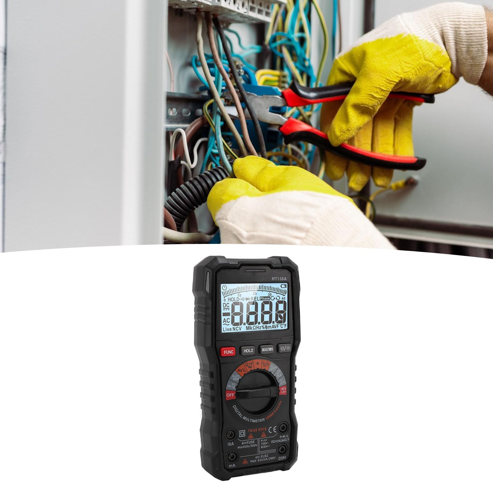 Digitalmultimeter 6000 Counts Hochpräziser Spannungs-Stromtester für die Reparatur von Haushaltsgeräten und die Wartung von Kraftfahrzeugen ABS-Material