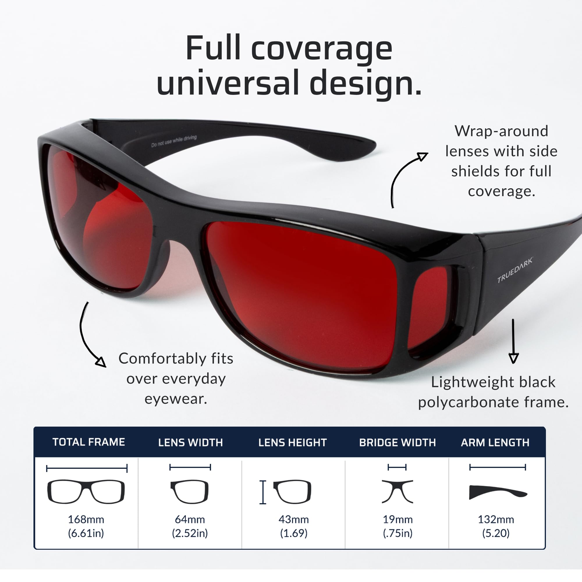TrueDark Okulary Twilights Fitovers blokujące niebieskie światło w celu zmniejszenia zmęczenia oczu i odblasku UV - dla lepszego snu, dla mężczyzn i kobiet, ekranu komputera, gier, telewizora, telefonu - okulary Fitover marki Dave Asprey, Czerwony, Rozmia