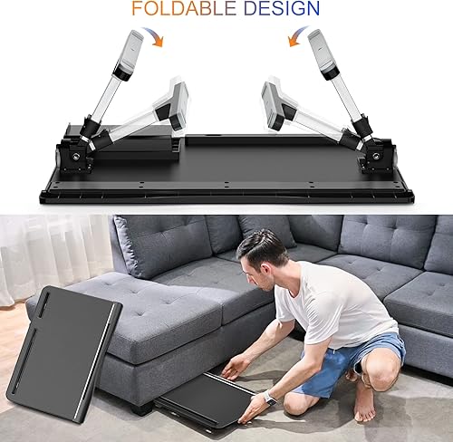 Miniatura 7 de Escritorio de cama para laptop, escritorio ajustable para laptop con patas plegables, cajón de almacenamiento, ranura para tableta, tapón extraíble,