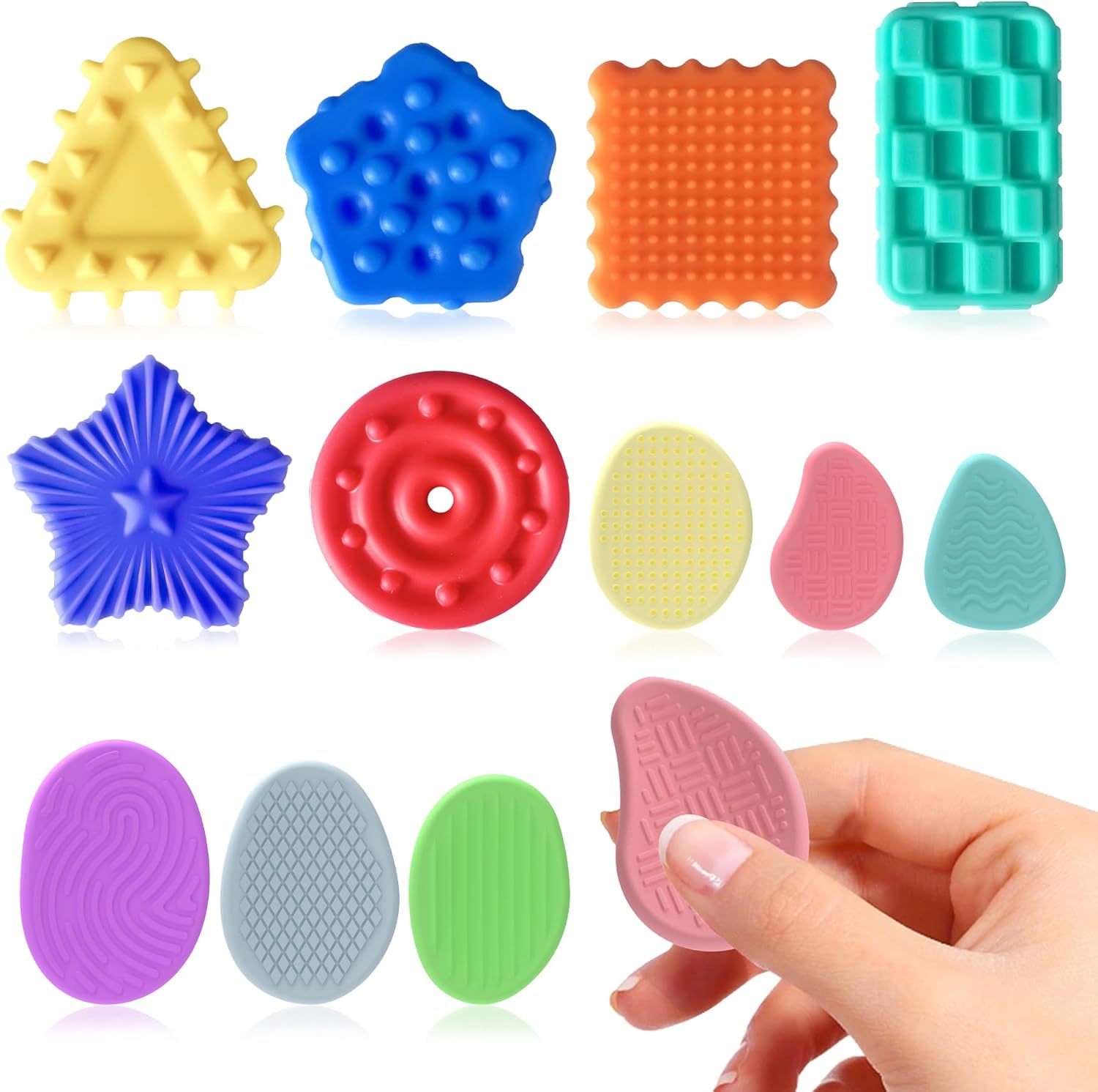 Worry Stones Sensory Fidget Toys 12 Pack for Adults and Kids, Silicone Anxiety & Stress Relief Stones for ADHD Autism, Quiet Office Classroom Fidgets, Calm Down Sensory Item, Stocking Stuffers Gift