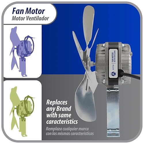 Miniatura 8 de Appli Parts APFM-102E - Motor de condensador y evaporador de refrigeración de 10 W, 220 V, 60 Hz, 0,35 A, 1300 rpm, incluye base y ventilador de