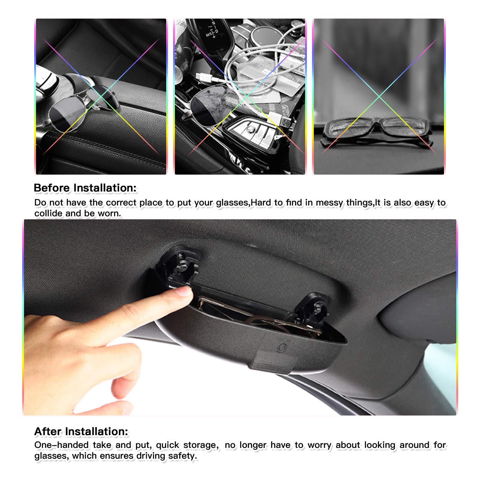 SKTU Porta Occhiali da Sole Compatibile con Mercedes GLA X156 / GLC X253 / Classe A/Classe B/Classe C Rigido Custodia Occhiali per Auto (Nero)