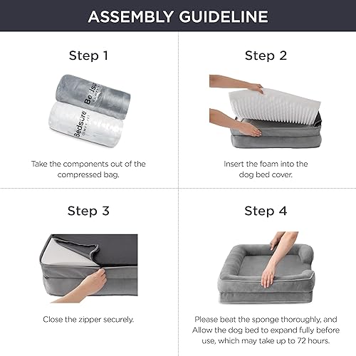Vista 180 de Bedsure - Cama ortopédica mediana para perros, sofá cama impermeable para perros medianos, espuma de soporte con funda extraíble y lavable, forro