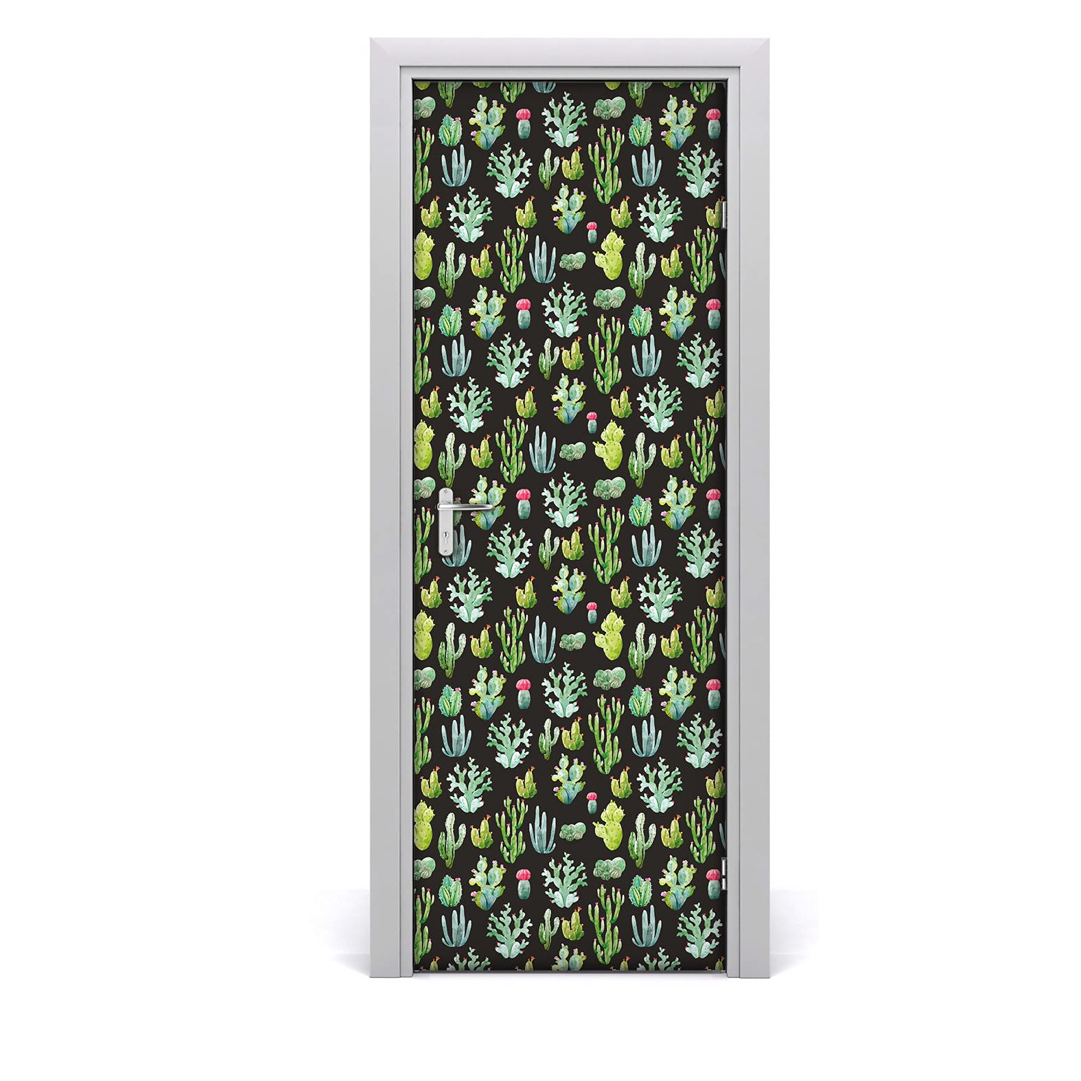 Adhesivo decorativo de cactus impermeable y extraíble para customización de puertas